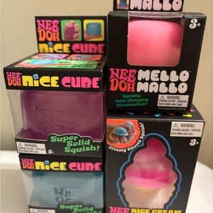 NeeDoh Bundle MelloMallo & Ice Cream Kids Squishy Toy - Pink, Purple, Light Blue